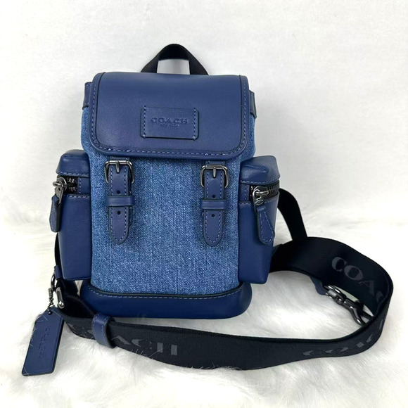 Coach Men's Sprint Sling Pack Crossbody In Denim/Deep Blue CBF65 NWT - Picture 1 of 10